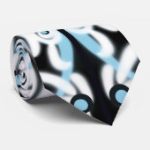 Blue Black White Curvy Abstract Patroon Stropdas (Opgerold)