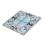 Blue Black White Curvy Abstract Patroon Tegeltje (Zijkant)