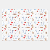 Blue Black White Doctor Nurse Equipment Gift Inpakpapier Vel (Voorkant 3)