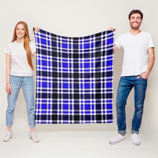Blue Black White Flannel Tartan Pattern Design  Fleece Deken