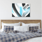 Blue Black White Gray Abstract Canvas Afdruk (Insitu (Slaapkamer))