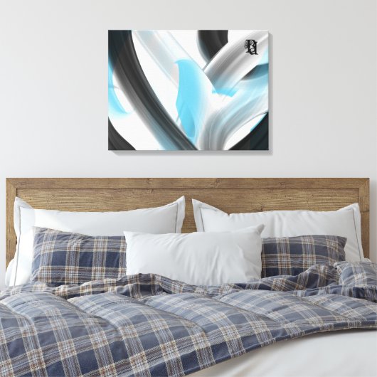 Blue Black White Gray Abstract  Canvas Afdruk (Insitu (Slaapkamer))