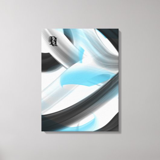 Blue Black White Gray Abstract  Canvas Afdruk (Voorkant)