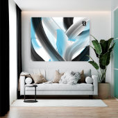Blue Black White Gray Abstract  Canvas Afdruk