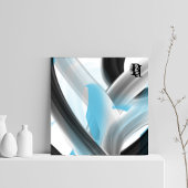 Blue Black White Gray Abstract  Canvas Afdruk