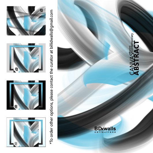 Blue Black White Gray Abstract Canvas Afdruk