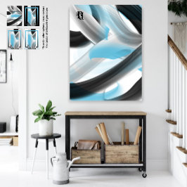 Blue Black White Gray Abstract Canvas Afdruk