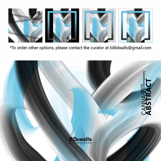 Blue Black White Gray Abstract  Canvas Afdruk