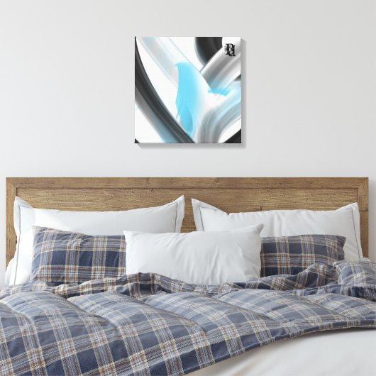 Blue Black White Gray Abstract  Canvas Afdruk (Insitu (Slaapkamer))