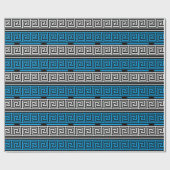 Blue Black White Greek Key Fret Pattern Design  Cadeaupapier (Vlak)