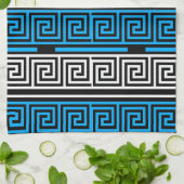 Blue Black White Greek Key Fret Pattern Design  Theedoek (Gevouwen)
