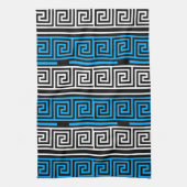 Blue Black White Greek Key Fret Pattern Design  Theedoek (Verticaal)