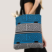 Blue Black White Greek Key Fret Pattern Design  Tote Bag