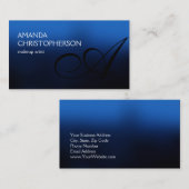 Blue Black White Monogram Visitekaartje (Voorkant / Achterkant)