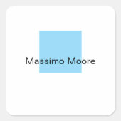 Blue Black White Plain Elegant Own Name Vierkante Sticker (Voorkant)