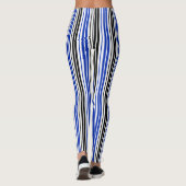 Blue Black White Stripes Pattern Design  Leggings (Achterkant)