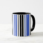 Blue Black White Stripes Pattern Design  Mok (Voorkant rechts)