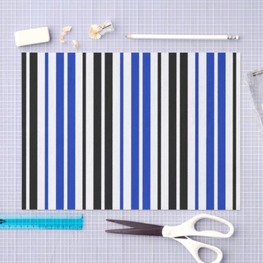 Blue Black White Stripes Pattern Design  Tissuepapier (Craft)