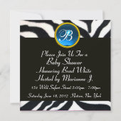 BLUE BLACK WHITE ZEBRA FUR Monogram Foto Template Kaart (Achterkant)