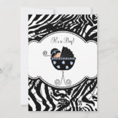 Blue Black Zebra Baby Boy Shower Uitnodigingen (Voorkant)