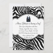 Blue Black Zebra Baby Boy Shower Uitnodigingen (Achterkant)