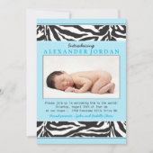 Blue Black Zebra Print Photo Sip N Zie Baby shower Kaart (Voorkant)