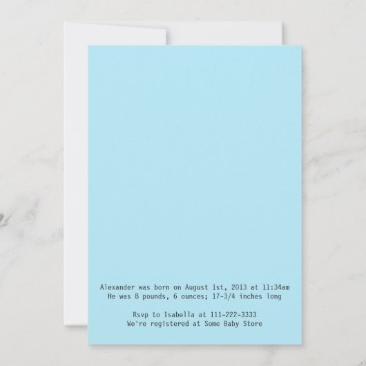 Blue Black Zebra Print Photo Sip N Zie Baby shower Kaart (Achterkant)