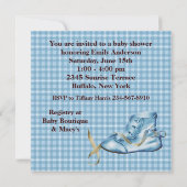 Blue Blanket Bootie Plaid Blauw Bruin Baby Kaart (Achterkant)