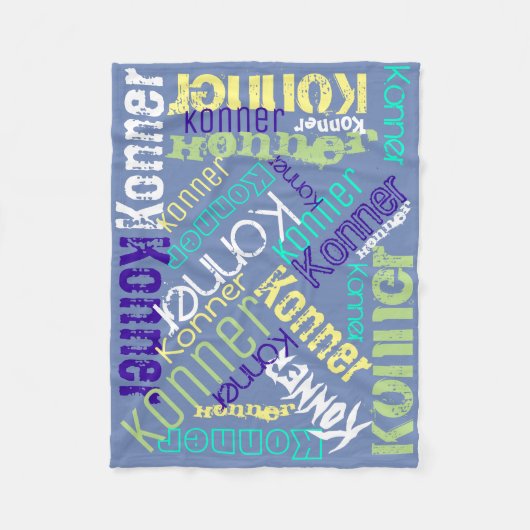 Blue Blanket Name Collage Persoonlijk Fleece Deken (Voorkant)