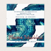 Blue Blauwgroen Agate Geode Roos Gold Plasma Fibro Visitekaartje (Buitenkant ongevouwen)