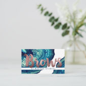 Blue Blauwgroen Agate Geode Stone Roos Gold Brows Visitekaartje (Staand voorkant)