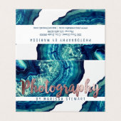 Blue Blauwgroen Agate Geode Stone Roos Gold Fotogr Visitekaartje (Buitenkant ongevouwen)