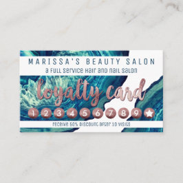 Blue Blauwgroen Agate Geode Stone Roos Gold Loyalt Klantenkaartje