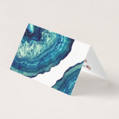 Blue Blauwgroen Agate Geode Stone Roos Gold Social Visitekaartje (Achterkant)
