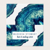 Blue Blauwgroen Agate Geode Stone Roos Gold Social Visitekaartje (Buitenkant ongevouwen)