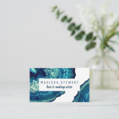 Blue Blauwgroen Agate Geode Stone Roos Gold Typogr Visitekaartje (Staand voorkant)
