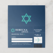 BLUE BLAUWGROEN Bar Mitzvah vliegticket Place Card Plaatskaartje (Buitenkant ongevouwen)