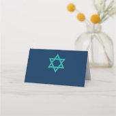 BLUE BLAUWGROEN Bar Mitzvah vliegticket Place Card Plaatskaartje (Achterkant)