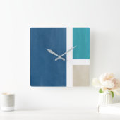 Blue Blauwgroen beige White Modern Vierkante Klok (Huis)