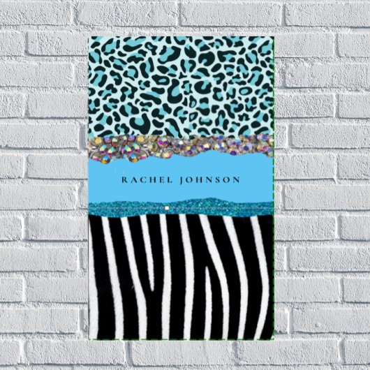 Blue Blauwgroen Black Turquoise Girly Modern Glam Bad Handdoek