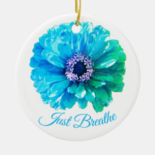 Blue Blauwgroen Daisy   retro blue floral Keramisch Ornament