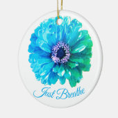 Blue Blauwgroen Daisy | retro blue floral Keramisch Ornament (Links)