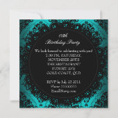Blue Blauwgroen Damask Lace Elegant Birthday Party Kaart (Achterkant)