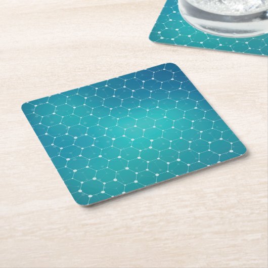 Blue Blauwgroen DNA Patroon Kartonnen Onderzetters (Schuin)