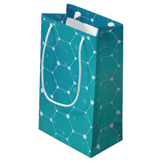 Blue Blauwgroen DNA Patroon Klein Cadeauzakje (Achterkant Gekanteld)