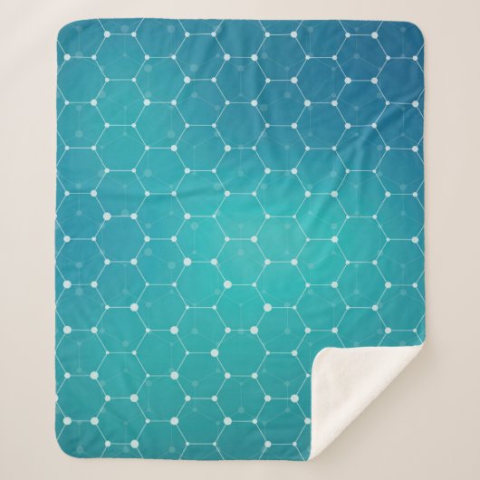 Blue Blauwgroen DNA Patroon Sherpa Deken (Voorkant)