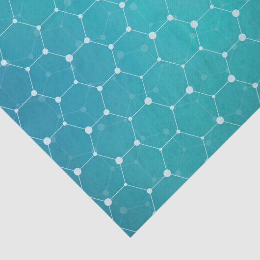 Blue Blauwgroen DNA Patroon Tissuepapier (Detail)