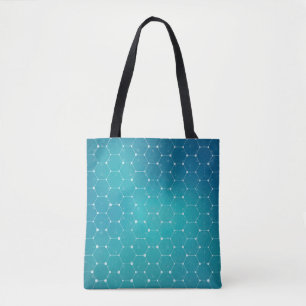 Blue Blauwgroen DNA Patroon Tote Bag