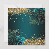 Blue Blauwgroen Floral Gold Glitter Glam 50 & Fabu Kaart (Achterkant)