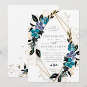 Blue blauwgroen Floral Wedding Bouquet Kaart (Voorkant / Achterkant)